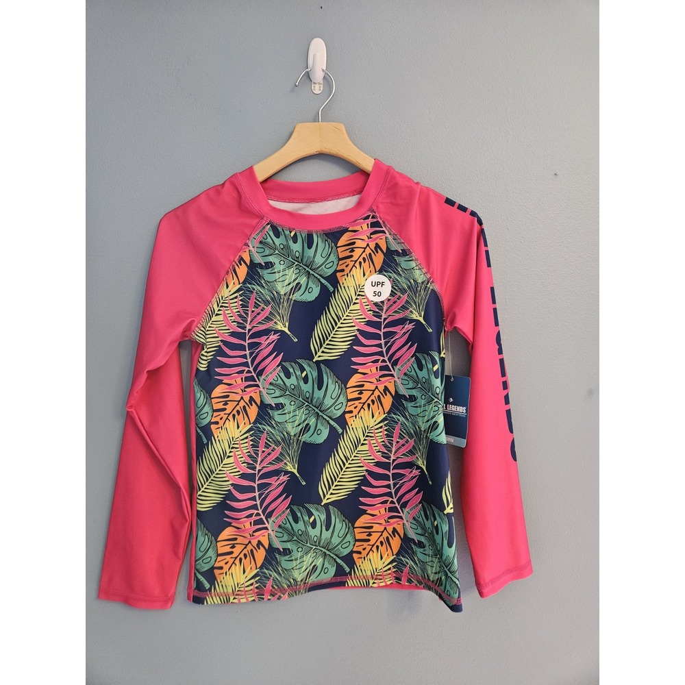 Reel Legends XL floral Swimsuit Rash Guard UPF 50 Long Sleeve Pink Girls Summer